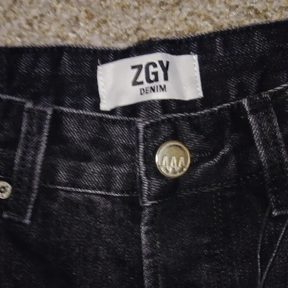 Women's Dark Gray Straight Leg Jeans - Picture 2 of 4